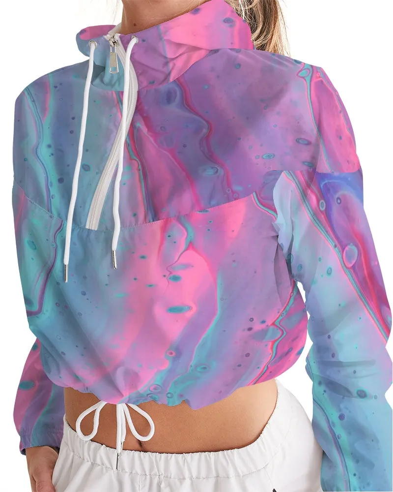 Marshmallow Marbled Women's Cropped Windbreaker Jacket