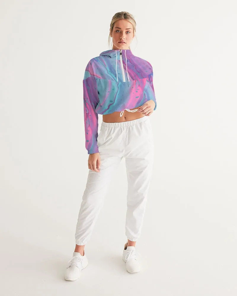 Marshmallow Marbled Women's Cropped Windbreaker Jacket