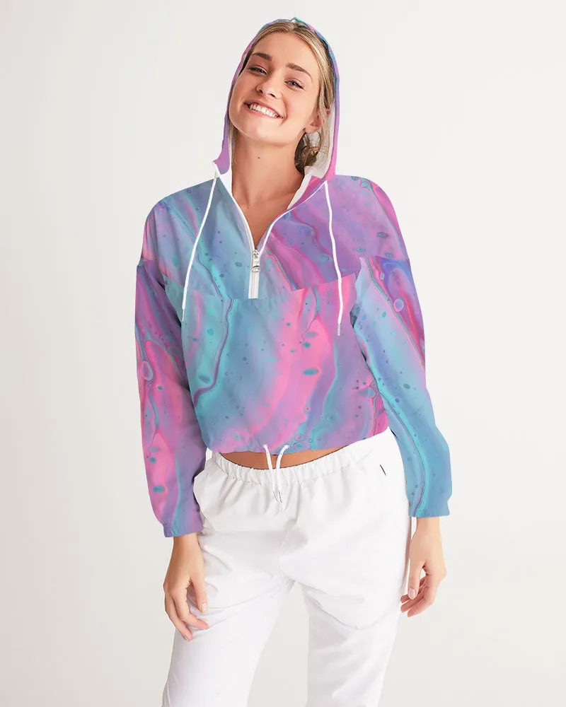 Marshmallow Marbled Women's Cropped Windbreaker Jacket