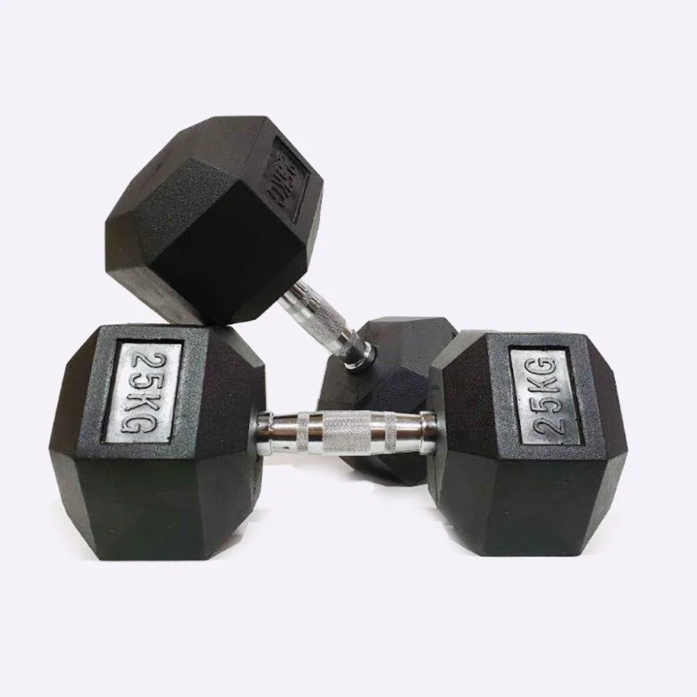 MORGAN RUBBER HEX DUMBBELLS - PAIR [25kg]