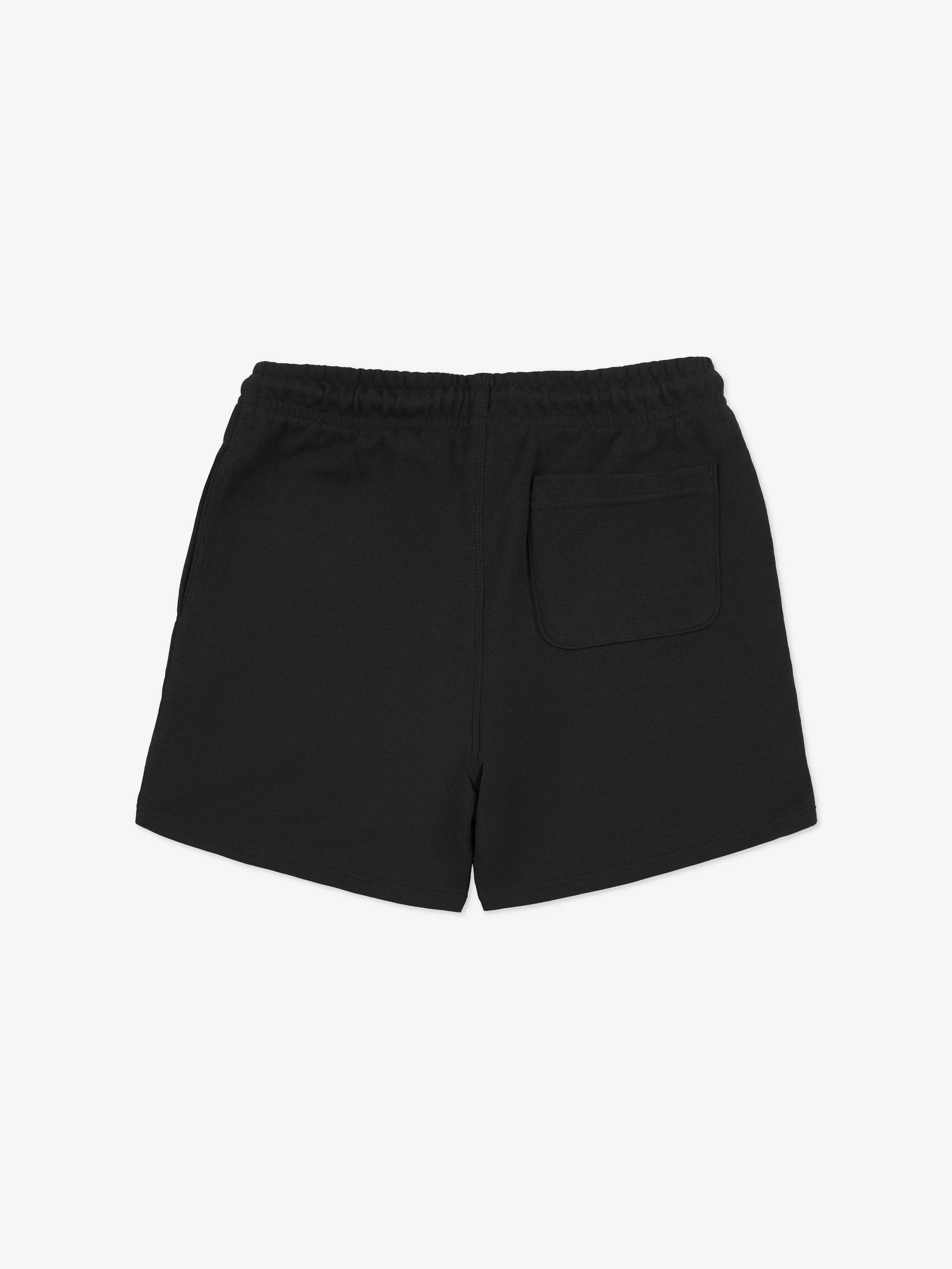 New Balance Boys French Terry Small Logo Shorts in Black