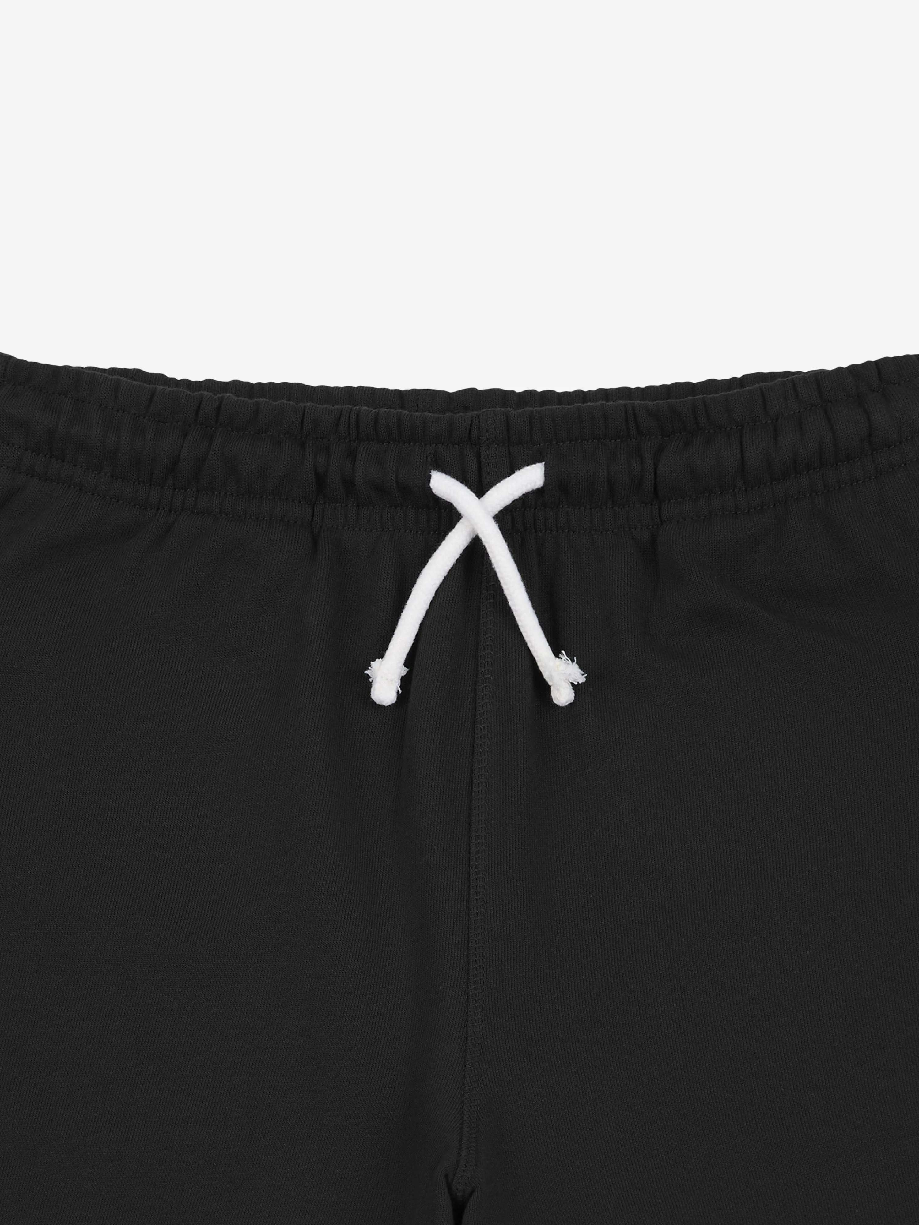 New Balance Boys French Terry Small Logo Shorts in Black