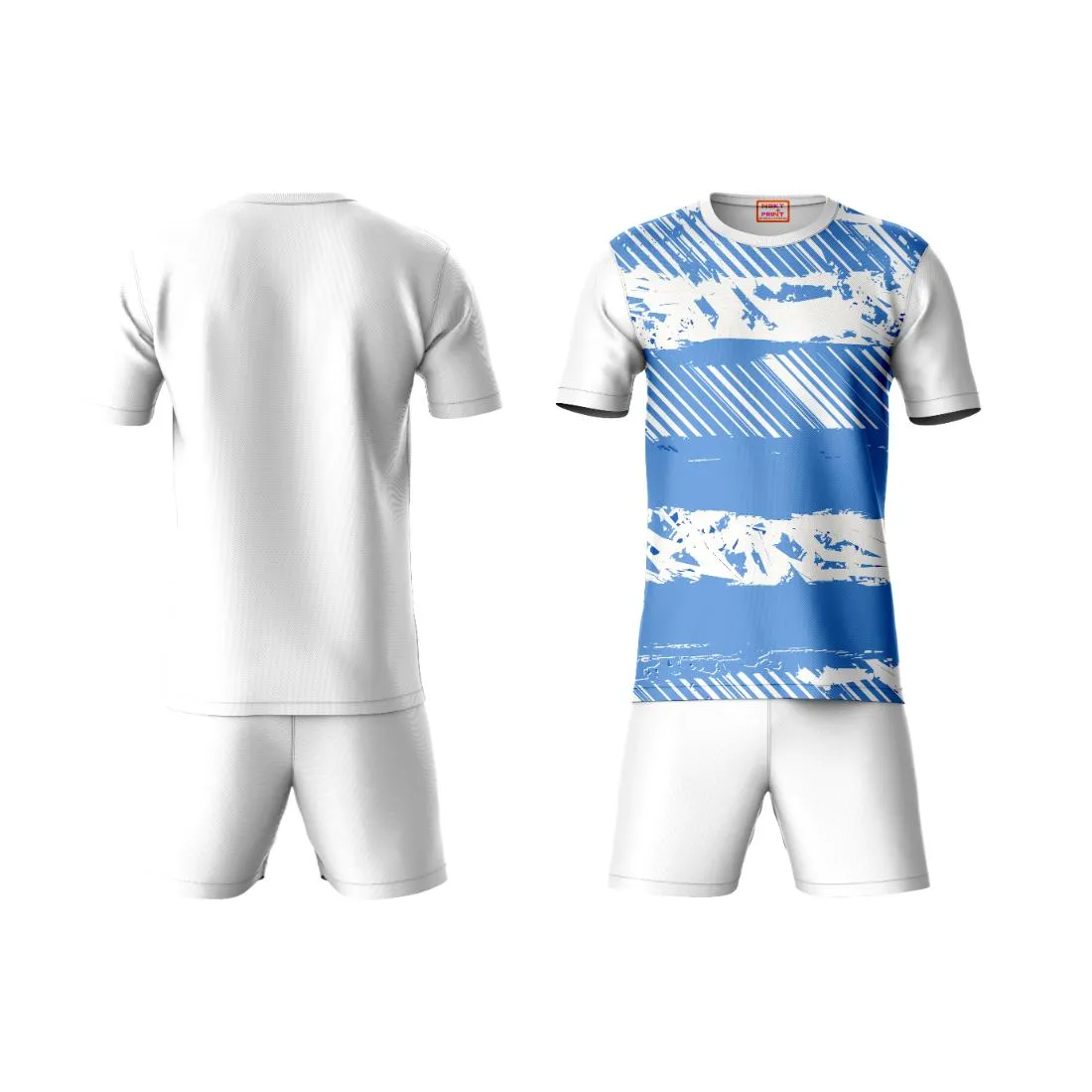 Next Print Round neck jersey white with shorts NPTS122