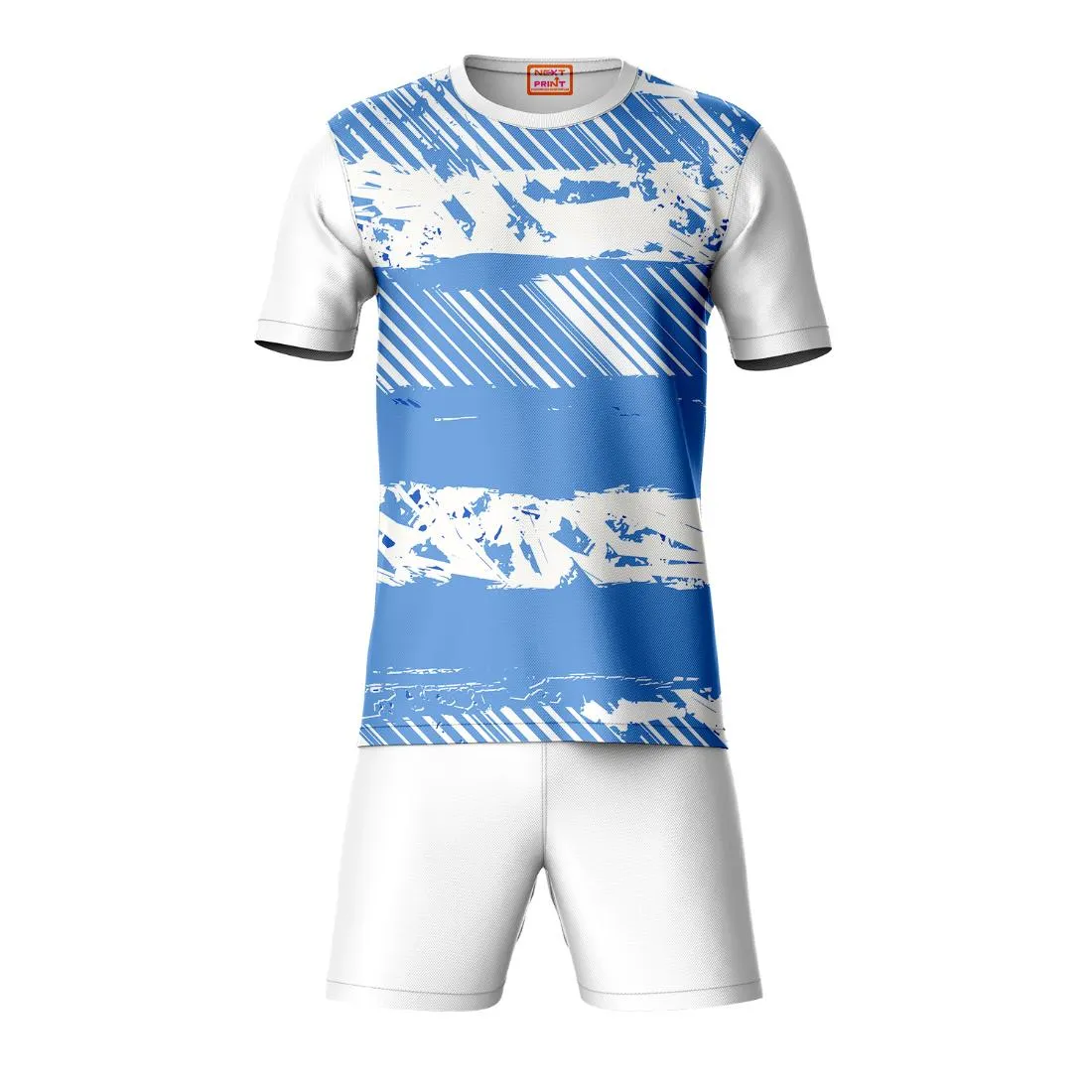 Next Print Round neck jersey white with shorts NPTS122