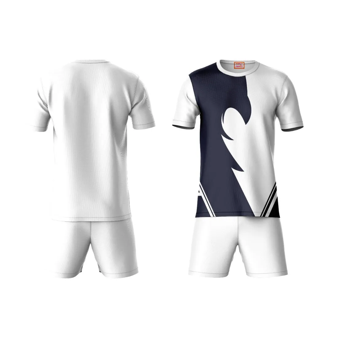 Next Print Round neck jersey white with shorts NPTS138