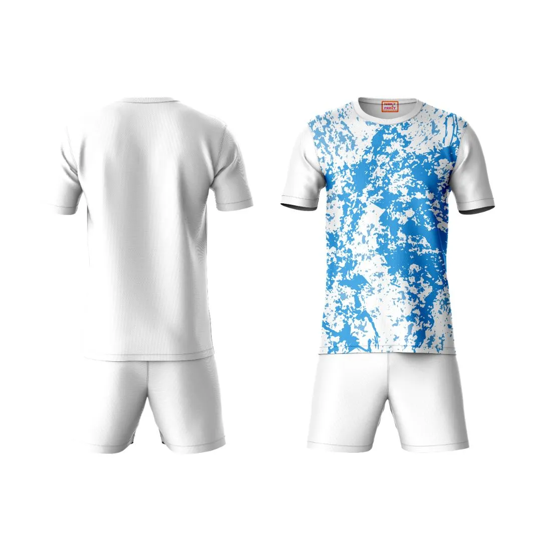 Next Print Round neck jersey white with shorts NPTS147