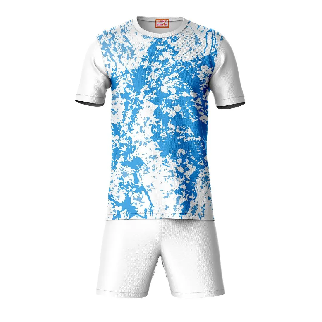 Next Print Round neck jersey white with shorts NPTS147