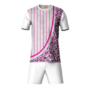 Next Print Round neck jersey white with shorts NPTS14