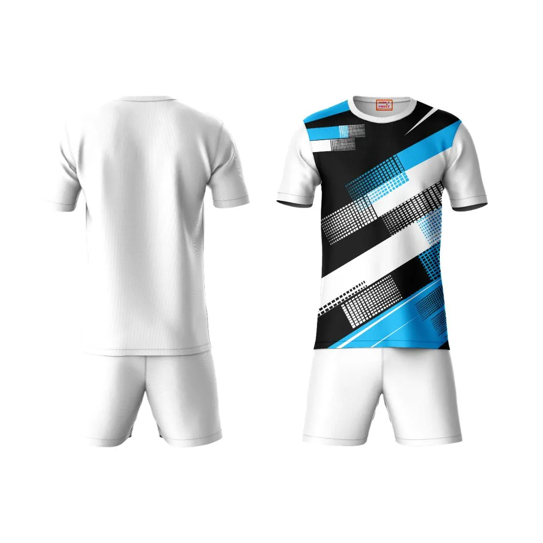 Next Print Round neck jersey white with shorts NPTS158