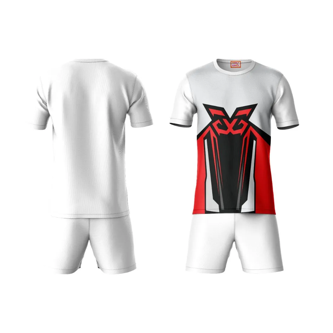 Next Print Round neck jersey white with shorts NPTS163