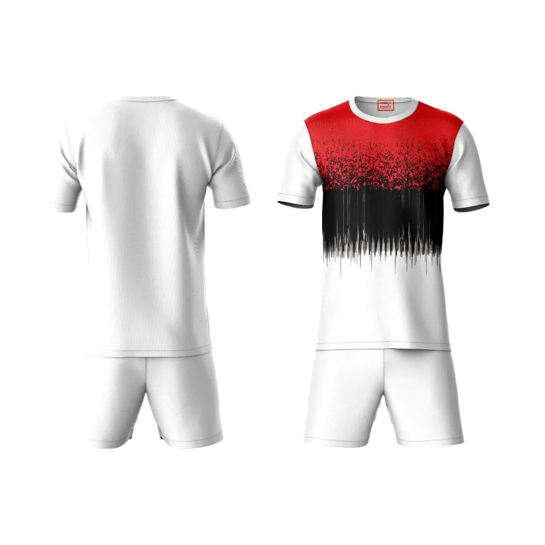 Next Print Round neck jersey white with shorts NPTS22