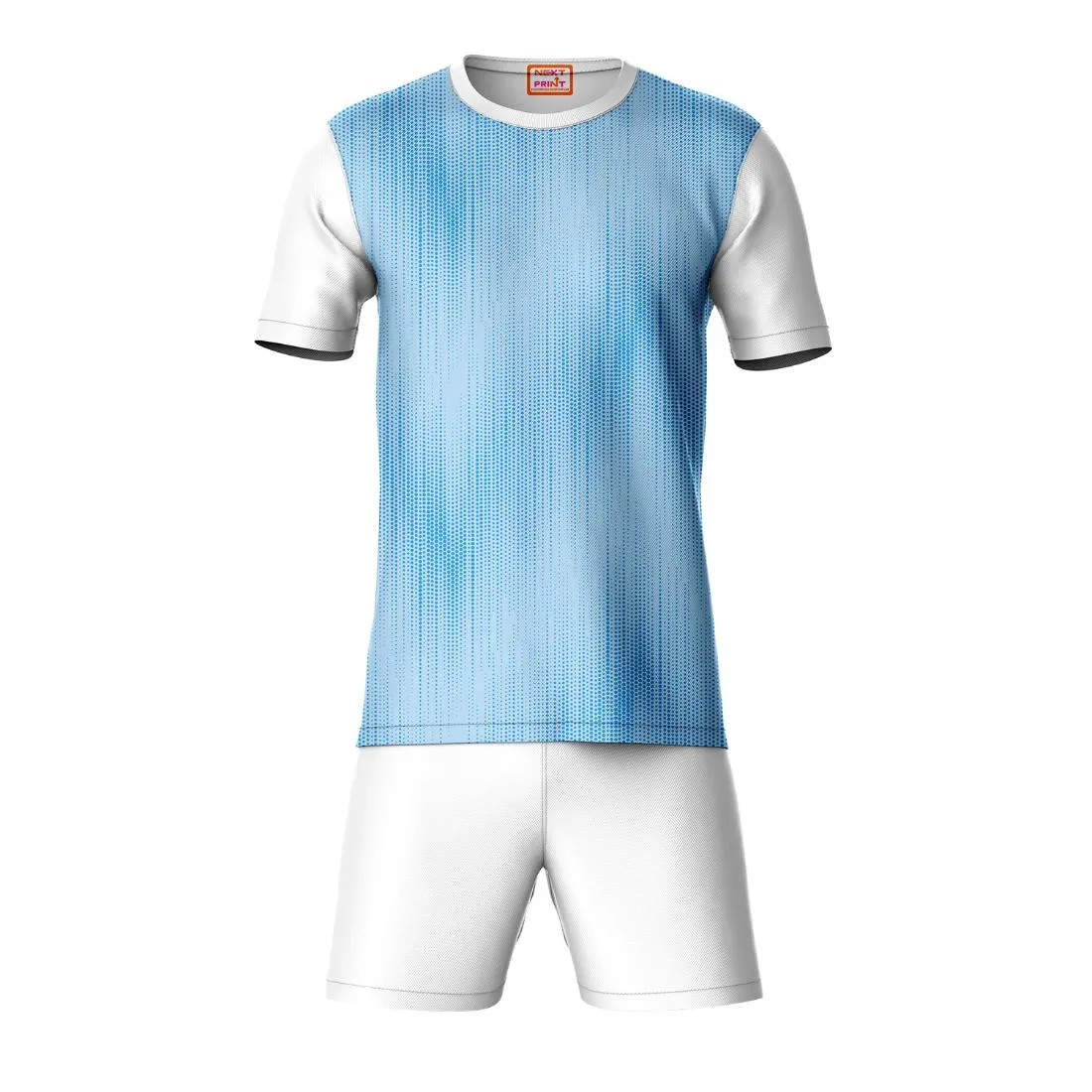 Next Print Round neck jersey white with shorts NPTS53