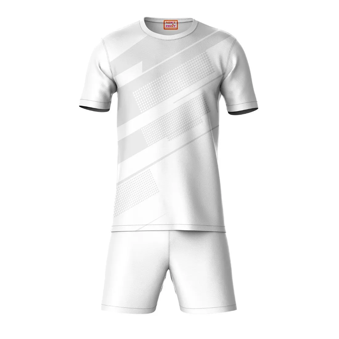 Next Print Round neck jersey white with shorts NPTS61