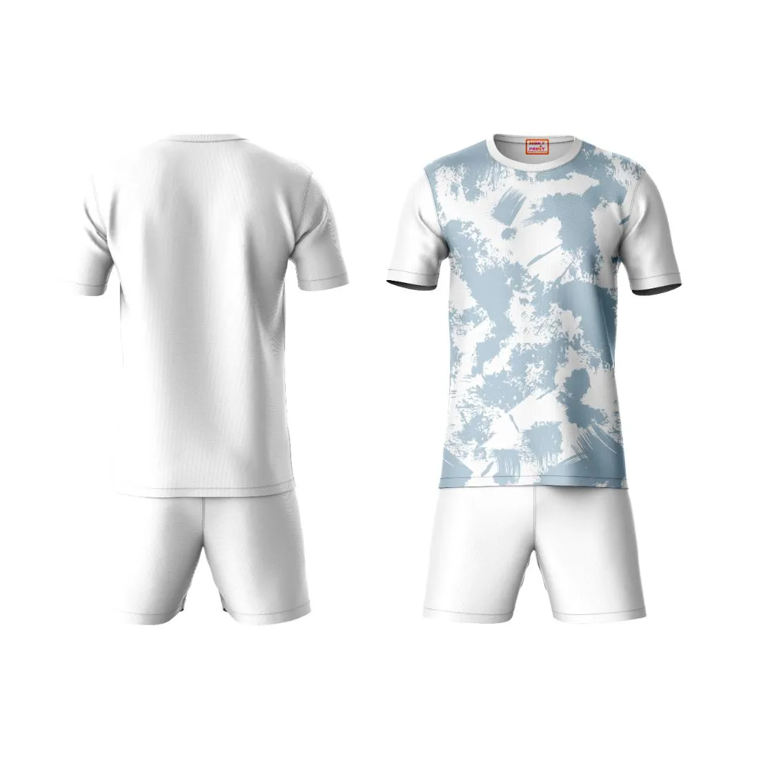 Next Print Round neck jersey white with shorts NPTS75