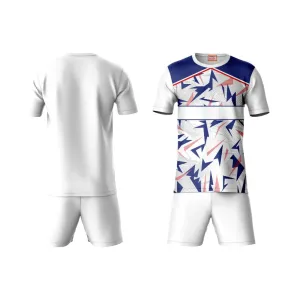 Next Print Round neck jersey white with shorts NPTS94