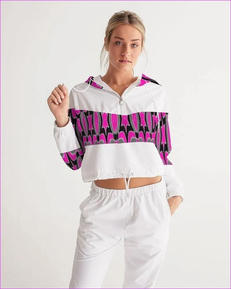 Pink Star  Womens Cropped Windbreaker