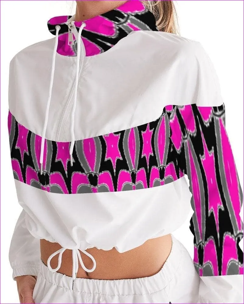 Pink Star  Womens Cropped Windbreaker