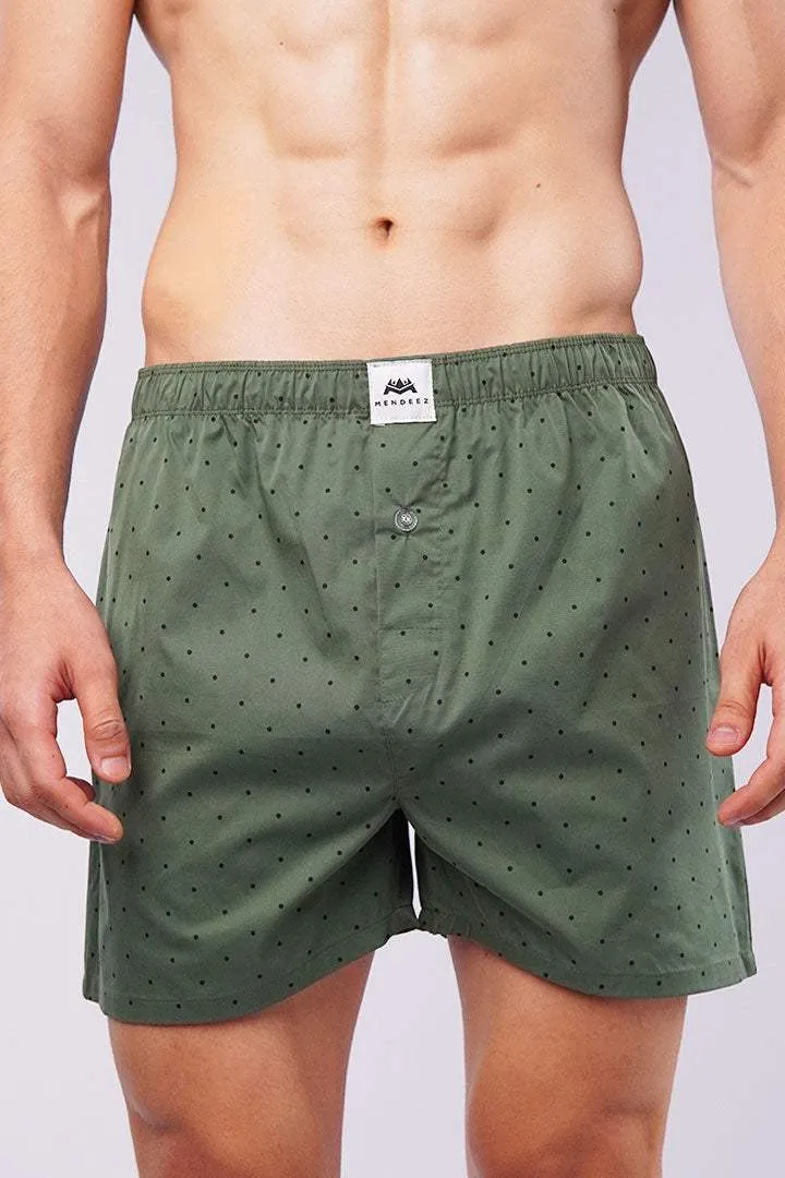 Polka Dots Woven Boxer Shorts - Green