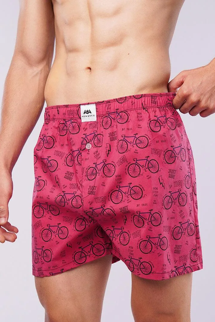 Printed Woven Boxer Shorts - Pink