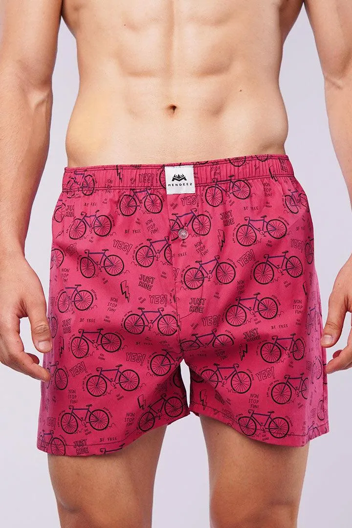 Printed Woven Boxer Shorts - Pink