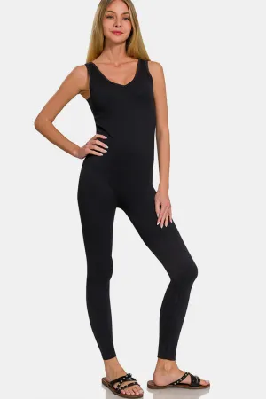 Ribbed Bra Padded Sports Seamless Jumpsuit