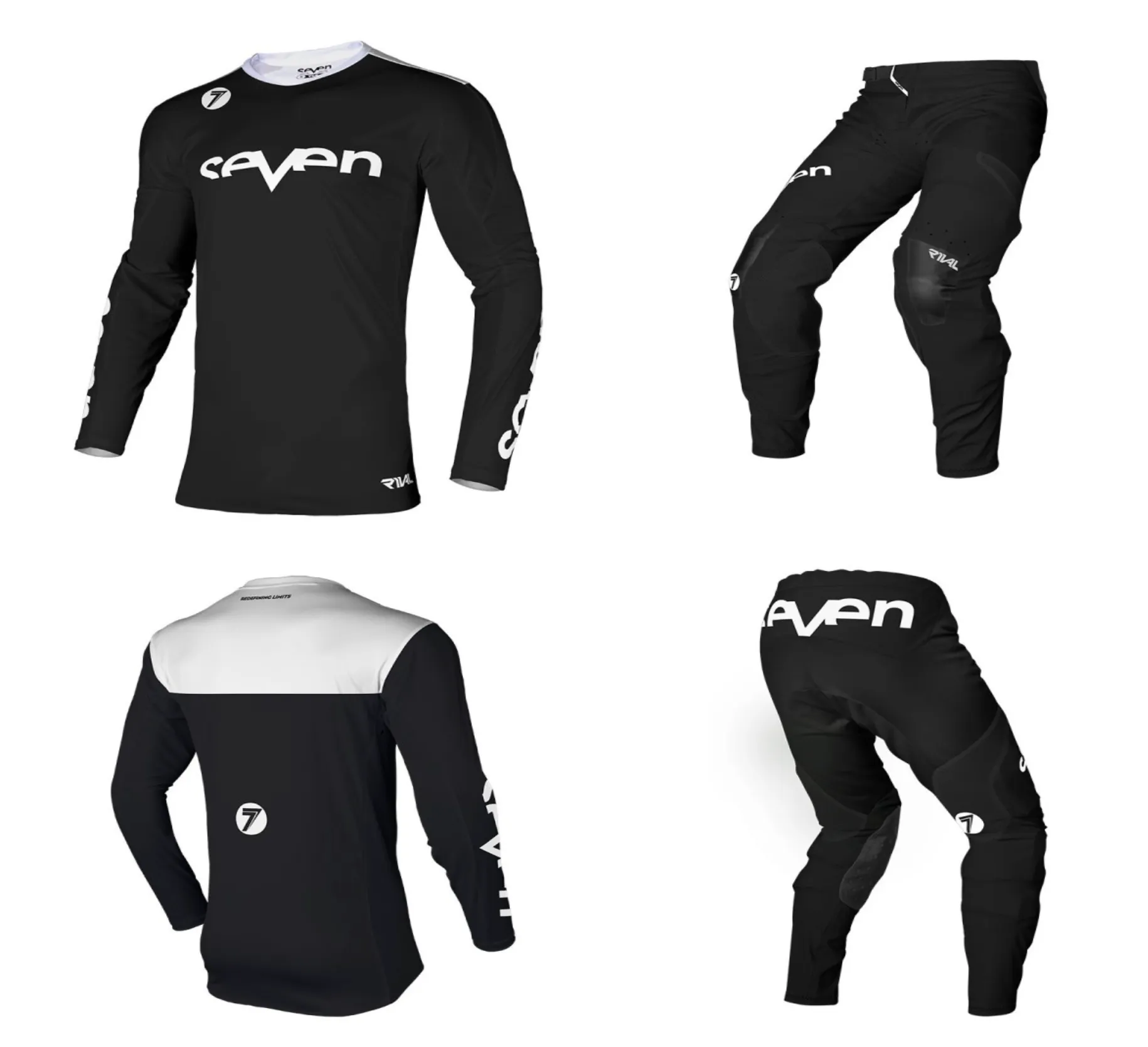 Seven MX 23.1 Rival Staple Motocross Kit (Black, UK Sizes - Jersey:L / Pants: 34)