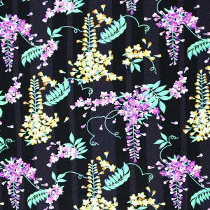 Tossed Flowers In The Night Printed Spandex | Blue Moon Fabrics