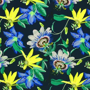 Underwater Flowers Printed Spandex Fabric | Blue Moon Fabrics