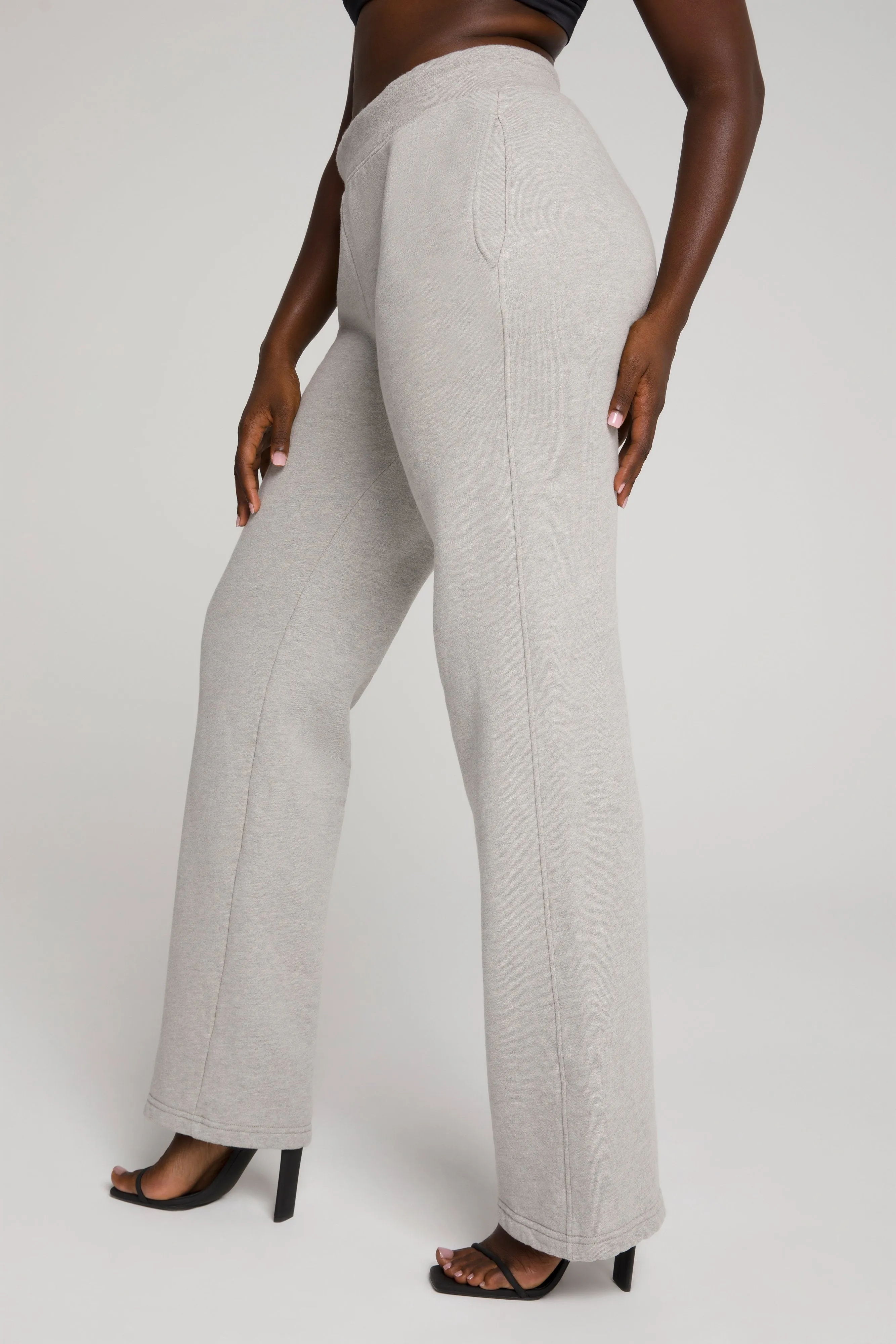 WIDE LEG SWEATPANTS | HEATHER GREY001