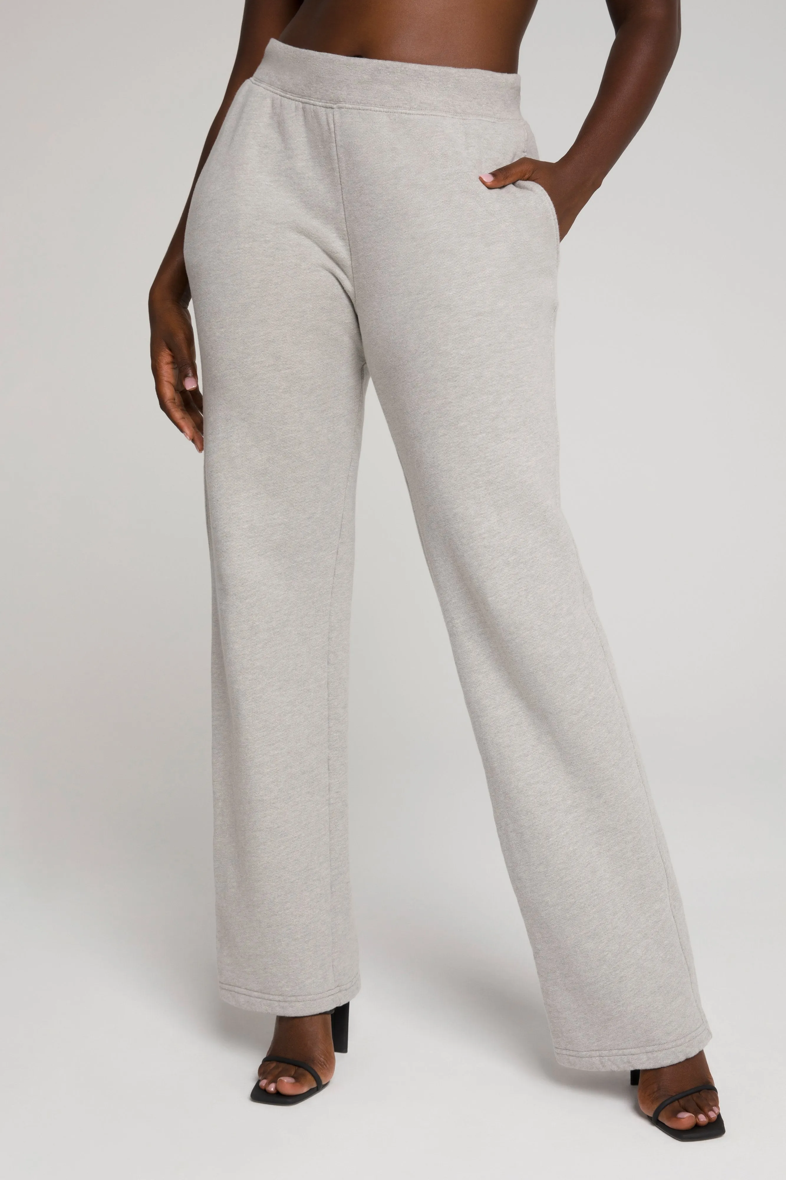 WIDE LEG SWEATPANTS | HEATHER GREY001