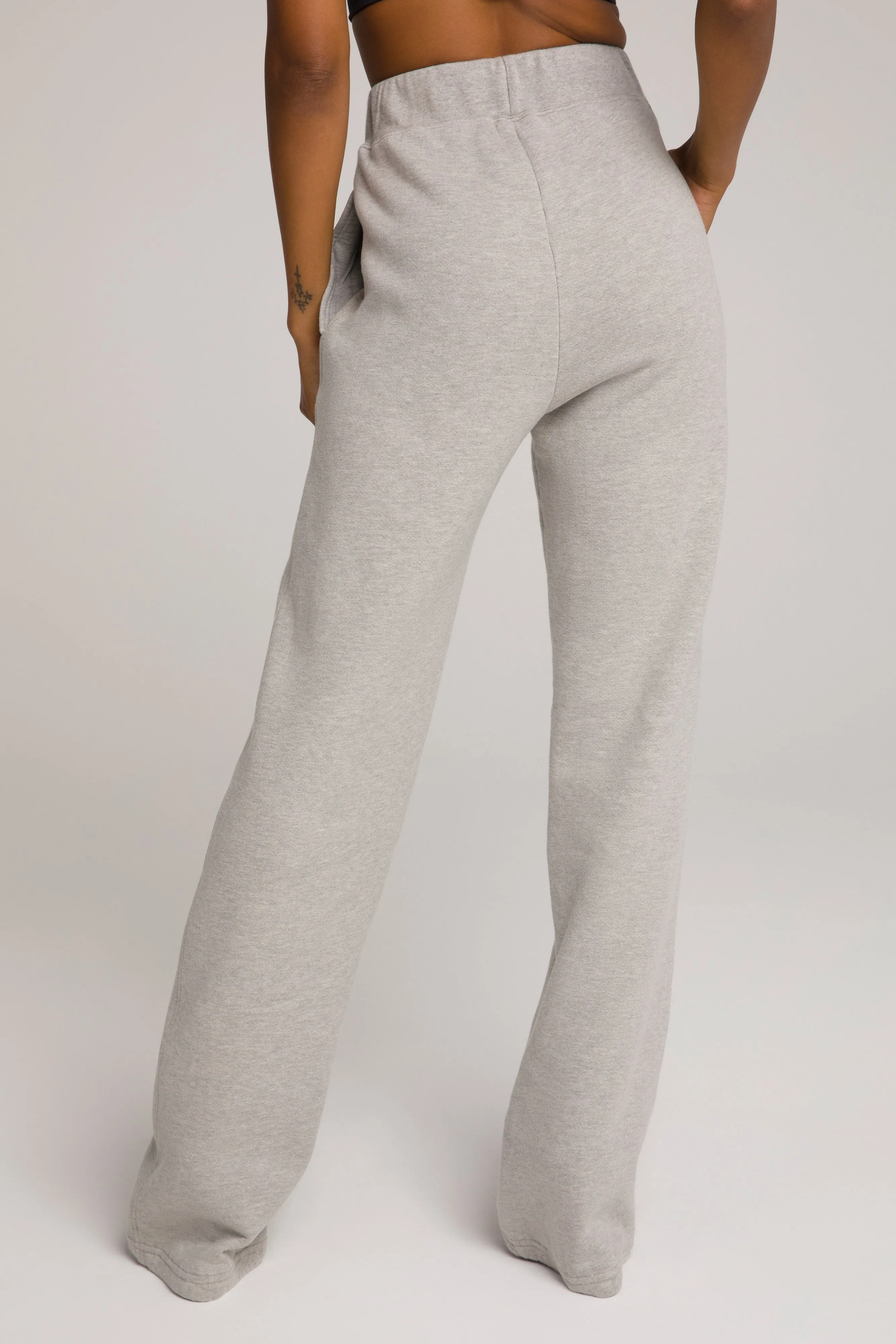 WIDE LEG SWEATPANTS | HEATHER GREY001