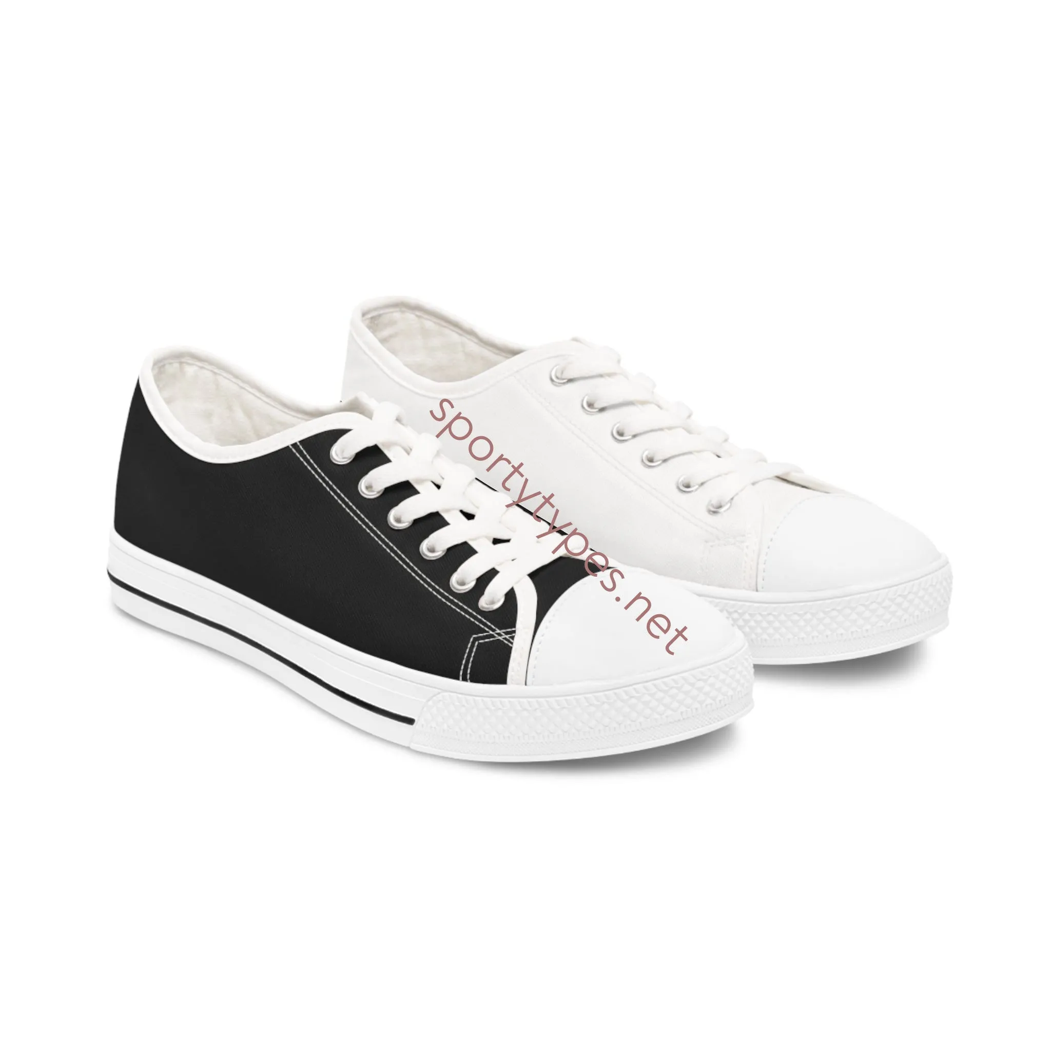 Women's Black & White Mismatched Low Top Sneakers