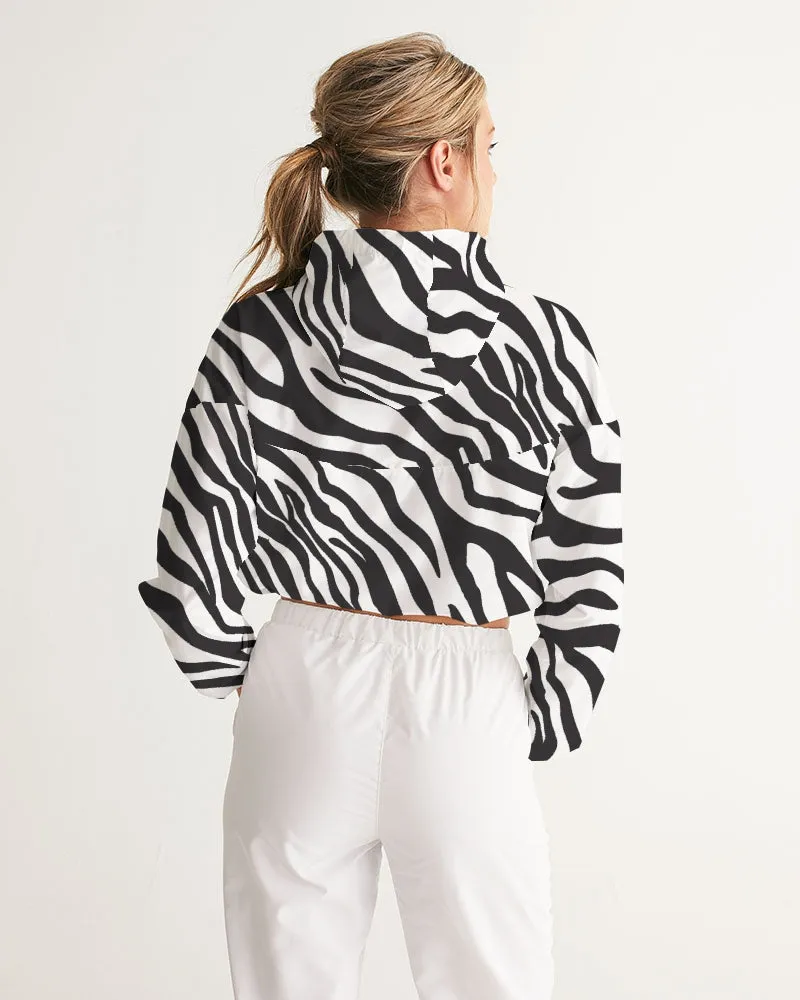 Zebra Print Women's Cropped Windbreaker